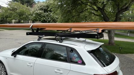 Classic Staempfli Single Scull--1976, on car top