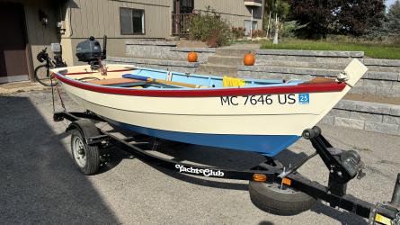 2021 Lapstrake Dory/Skiff. 12' 6", on trailer starboard bow view