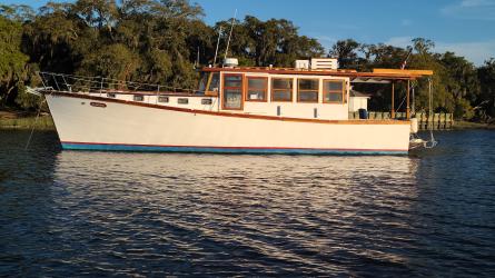 Custom 2014 Downeast, underway port side view