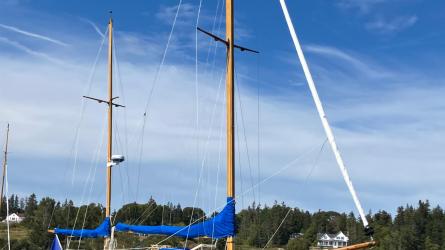 36' Joel White Ketch (1971) NASKET, in water starboard side bow view