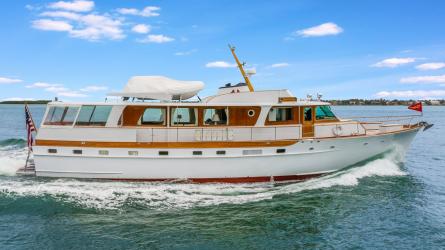 Great Wooden Boats Available for Sale & Lease, powerboat underway starboard side view