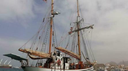 60' 1939 Custom Danish Hajkutter Gaff Ketch For Sale , in water port side view