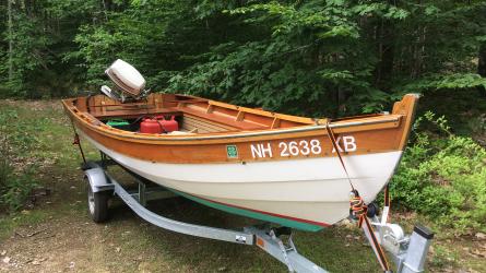 New England Classic, starboard bow view on trailer