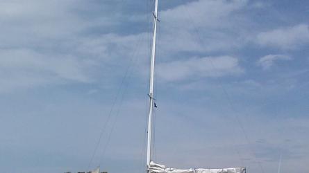 1946 44’ Island Clipper Sloop Nirvana, in water port side view