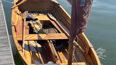 Penobscot 14, docked starboard side, view from above bow end