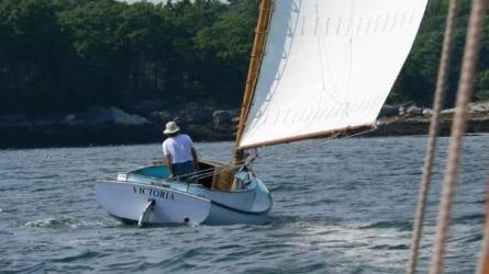"VICTORIA" 1963 Cheoy Lee, Ronald Carter, Traditional Cat, undersail, view looking at stern