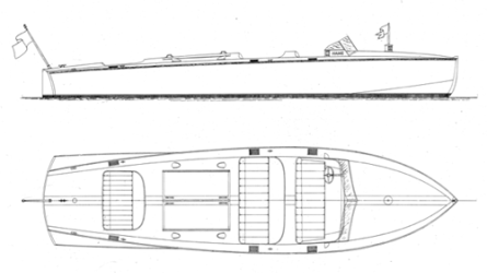 28' Bermuda Runabout profile and overhead