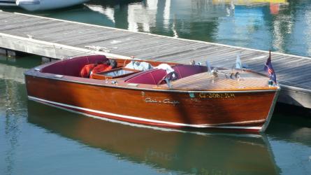 JUICED is a 1955 Chris Craft 17' Sportsman, repowered with an Elco motor