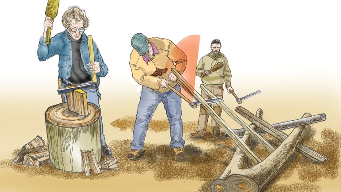 The froe is a kind of sideways hatchet.