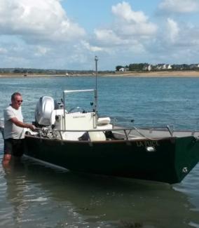 Afloat in the estuary of Carteret, fFrance before going round to the Channel islands for fishing