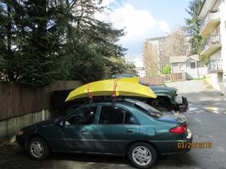 Mouse Grande mounted on top of a car