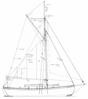 Austral: 29' wood/epoxy cruising cutter with gaff rig