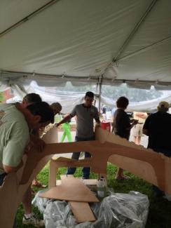 At family boatbuilding