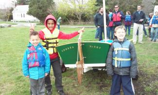 Bevin's skiff built by Community Boating Center.