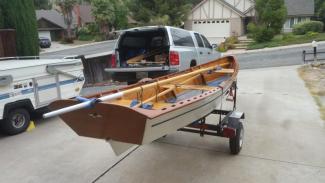 Skiff on trailer.