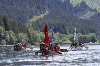 Xaadas Tluuwaay approaching Juneau after a nearly 300 mile journey.