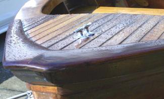 Close up of dinghy hull.
