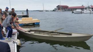 Cattail was launched at CBMM's Community Day, with a celebration for the Rising Tide After-School Boatbuilding students