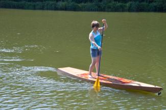 The 12' paddleboard is stable and tracks well.