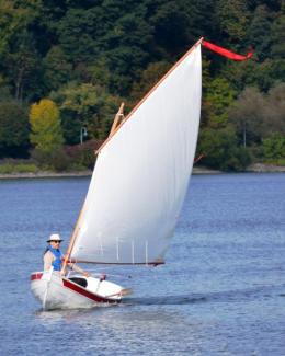 Serge Larocque sailing his Penobscot 14 on Lake Ontario