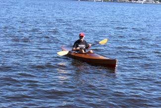 Joseph Krajewski and his Wood Duck Kayak