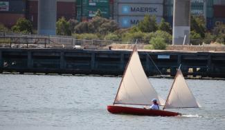 Photo 2 of strip built sailing canoe