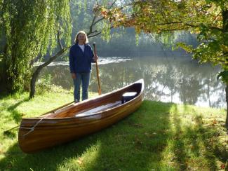 Wabnaki canoe Houtje: the boat is finished, no trimmings yet.