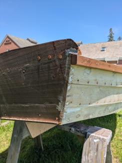 11' 4" Susan Skiff, up close stern starboard side view
