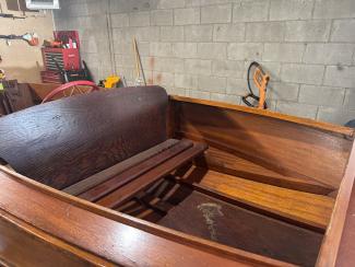 1950 Papst wooden racing boat, inside view cockpit
