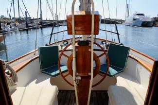 2012 40' Gartside Yawl, helm/wheel view