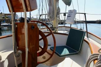 2012 40' Gartside Yawl, wheel/helm side view