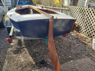 Lightning #10022, on trailer view of stern