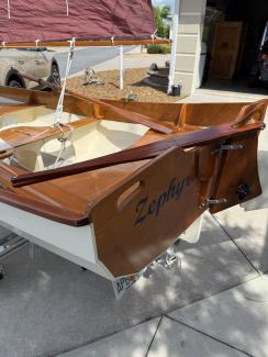 CLC Passagemaker Dinghy, on trailer stern