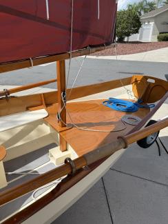CLC Passagemaker Dinghy, on trailer looking at top