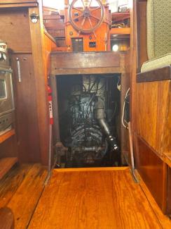 1973 PNW Trawler Live Aboard, engine and wheel
