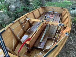 2008 Bristol Seacraft Penguin, inside view looking toward stern, on the hard