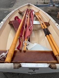 Shellback dinghy—a classic Joel White design, view inside, looking towards bow
