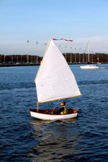 Reassembled, the boat handles well under oars or sail