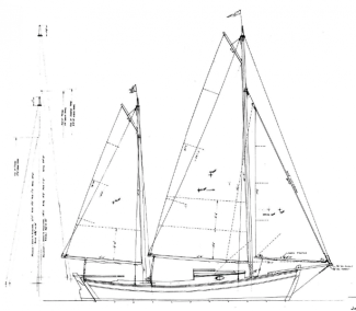 26 foot Auxiliary Ketch sail plan