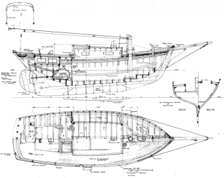 Auxiliary cruising sloop lines