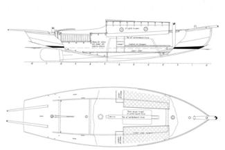 Day - Mower 25' Sea Bird Yawl overhead and side