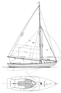 Alden 21' Indian Class overhead and side profile