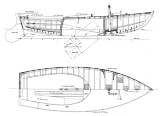 Alden 18' O Boat overhead and side profile