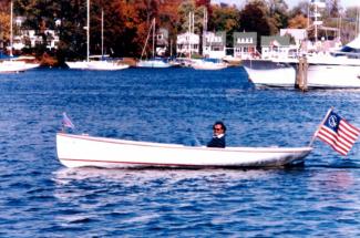 Liberty a pedal boat made from the mold build on the hull of le Canard