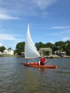 sailing a wooden Sunfish