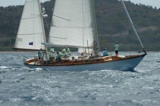 SAPHAEDRA at Antigua Classic Yacht Regatta, 2015. Photo by Andrew Breece.