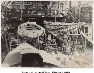 AURA on the left, under construction in the Blanchard yard, 1947