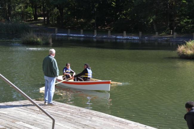 T-REX 617 is a Bevin's Skiff built by Boy Scout Troop 617.