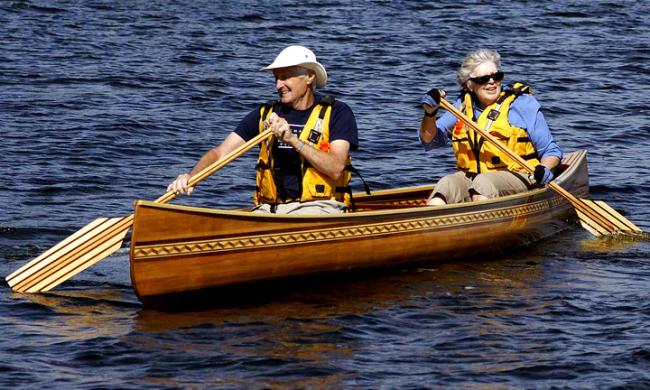 Arie Van Dyk and wife Jean try out the new canoe