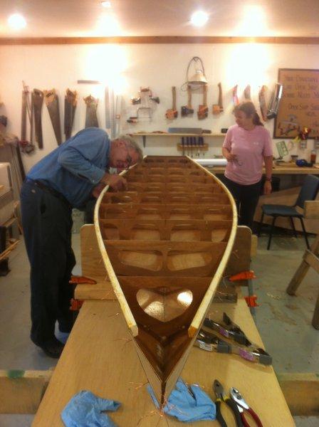 Paddleboard under construction at The Folk School in Fairbanks, Alaska.